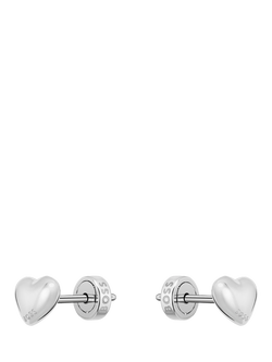 HUGO BOSS Heart Stud Earrings, Silver