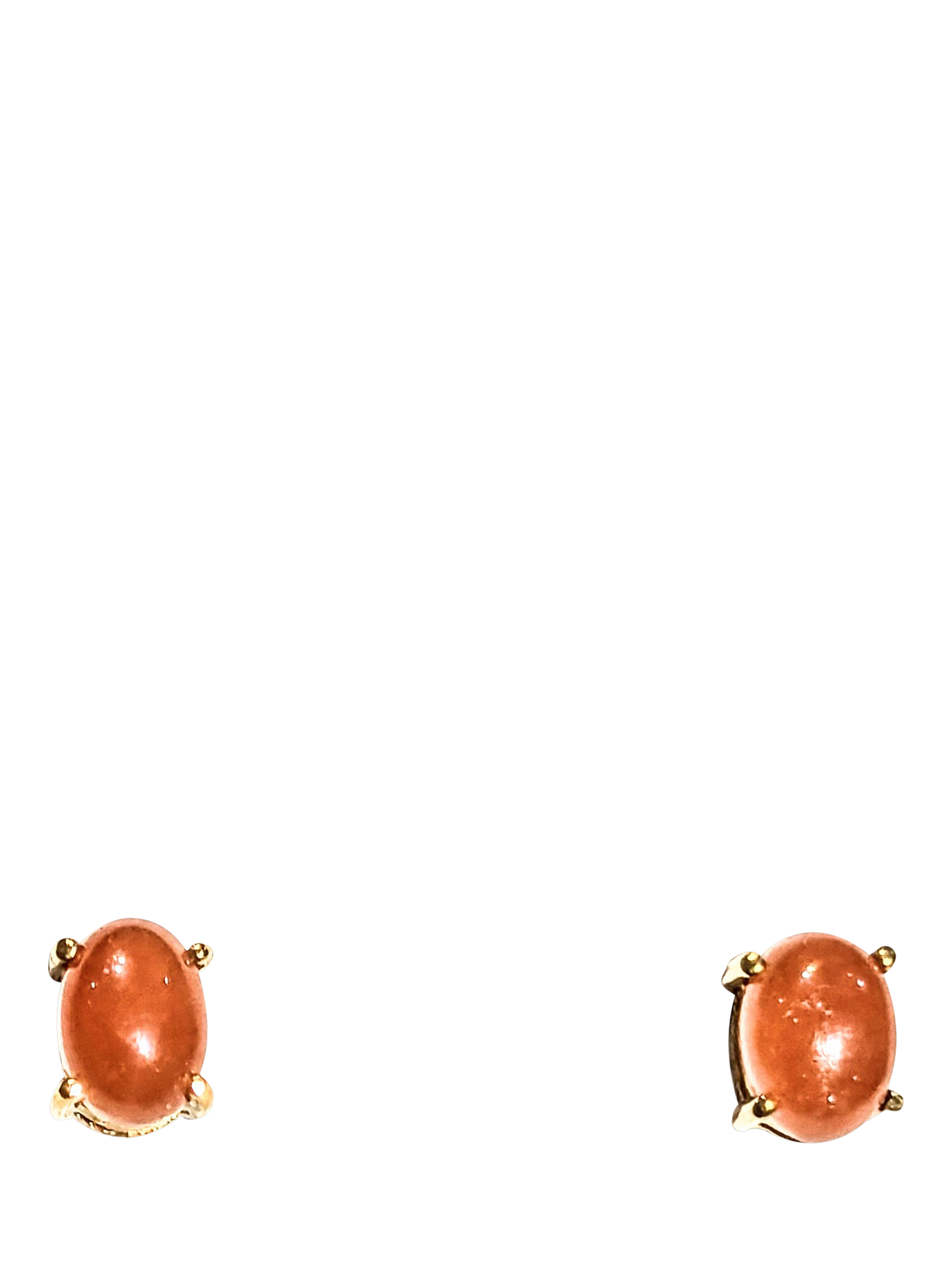 Product image 1 of 1, which shows Pre-loved 9ct Yellow Gold Oval Cabouchon Carnelian Stud Earrings