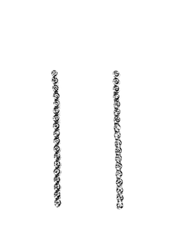 Pre-loved 9ct White Gold Long Diamond Dropper Earrings, White Gold