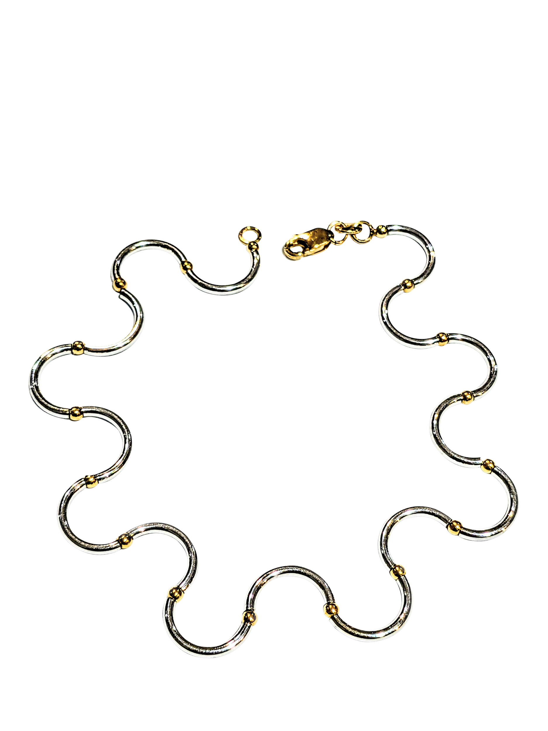 Product image 1 of 1, which shows Pre-loved 9ct Gold Italian Two Tone Hinge Link Bracelet