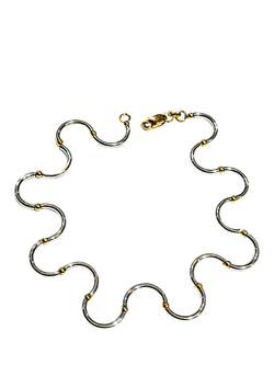 Pre-loved 9ct Gold Italian Two Tone Hinge Link Bracelet, Gold/Silver