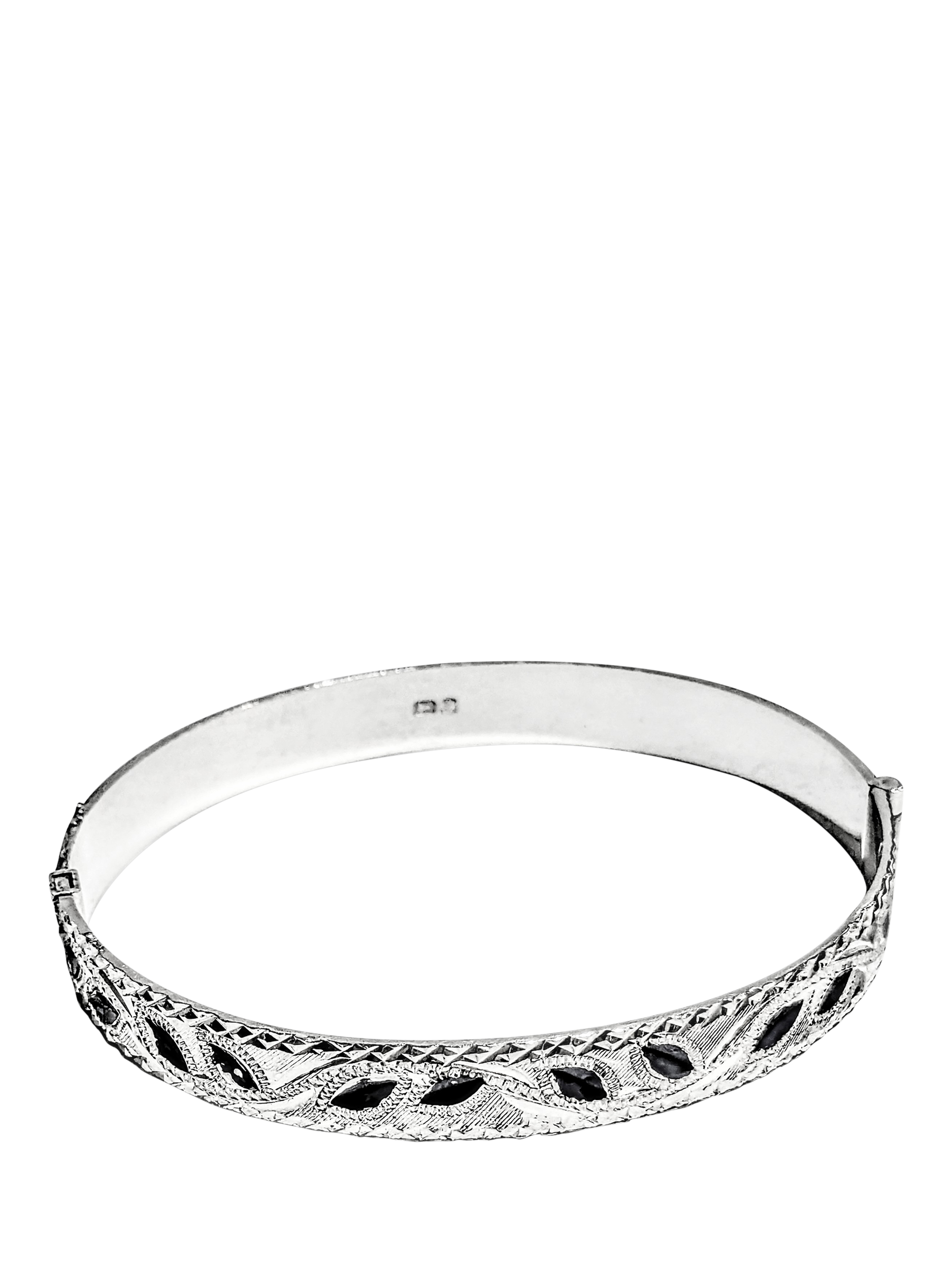 Product image 1 of 1, which shows Pre-loved Hand Engraved Sterling Silver Hinged Bangle, Dated Circa 1993