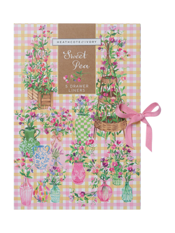 Heathcote & Ivory Sweet Pea Drawer Liners, Set of 5, Pink