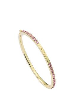 Ted Baker Claudia Narrow Crystal Hinged Bangle Bracelet, Gold, Gold/Light Rose