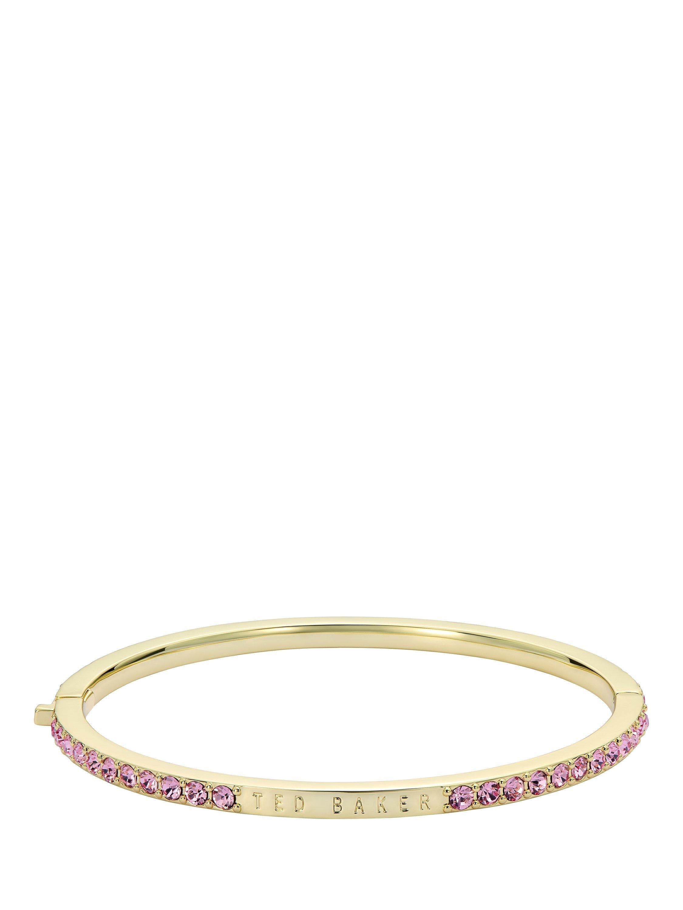 Product image 3 of 6, which shows Ted Baker Claudia Narrow Crystal Hinged Bangle Bracelet, Gold
