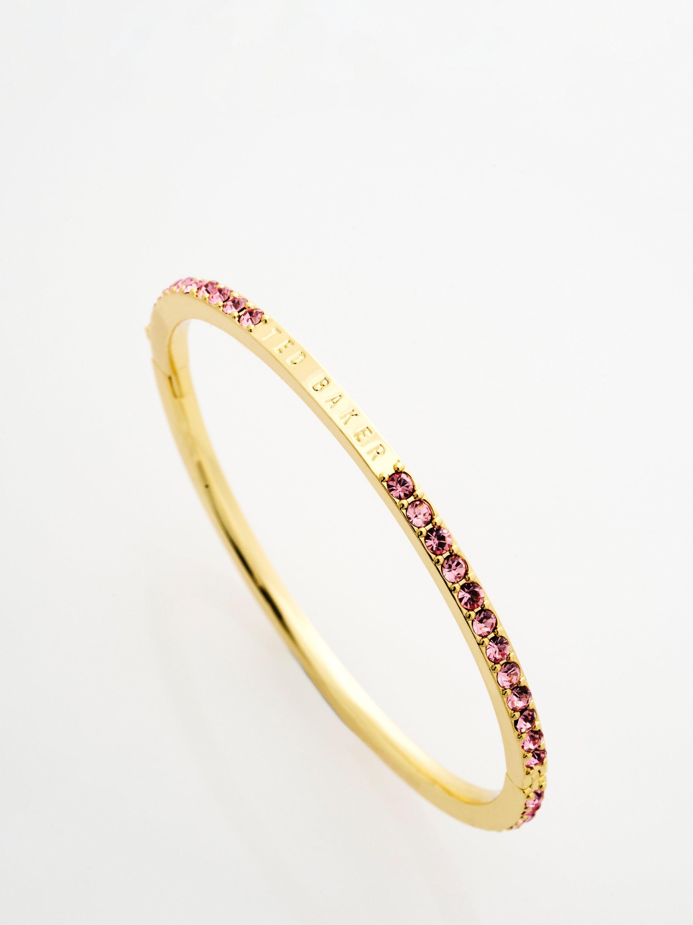Product image 5 of 6, which shows Ted Baker Claudia Narrow Crystal Hinged Bangle Bracelet, Gold