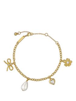 Ted Baker Isabella Icon Charm Adjustable Bracelet, Gold, Gold/Pearl