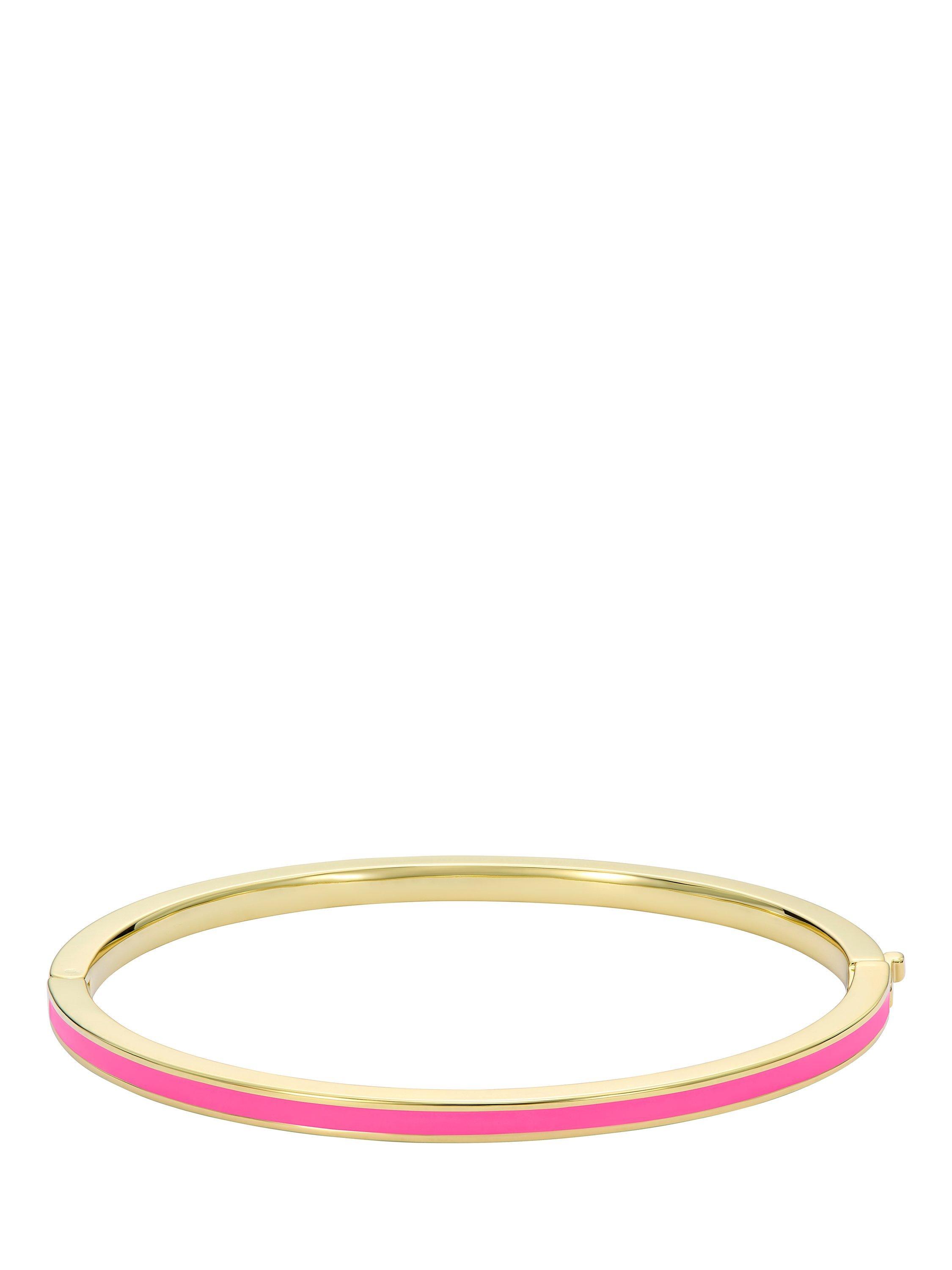 Product image 4 of 6, which shows Ted Baker Roley Classic Contour Enamel Slim Bangle Bracelet, Gold/Hot Pink