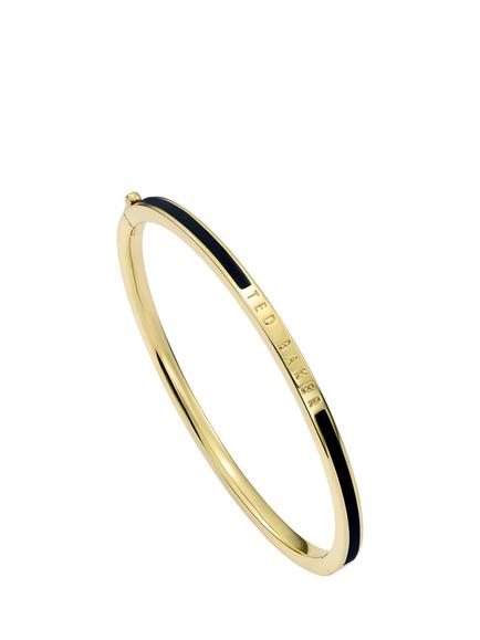 Ted Baker Roley Classic Contour Enamel Slim Bangle Bracelet, Gold/Black