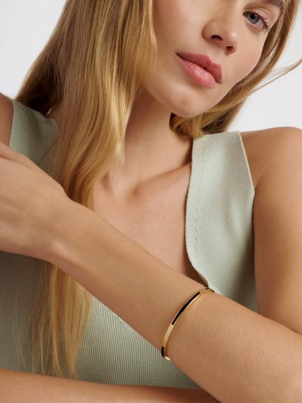 Ted Baker Roley Classic Contour Enamel Slim Bangle Bracelet - view 2, Gold/Black