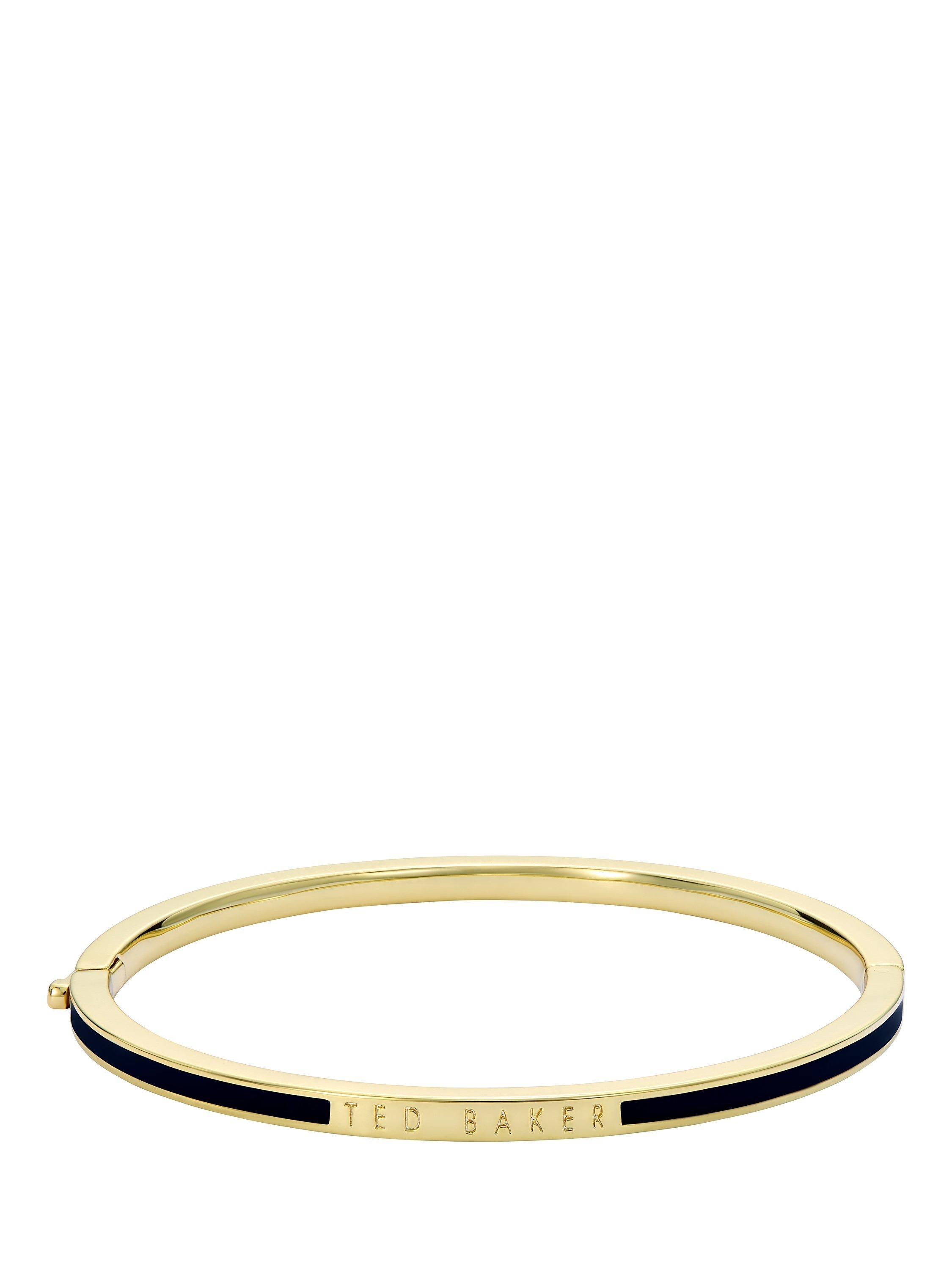 Product image 3 of 6, which shows Ted Baker Roley Classic Contour Enamel Slim Bangle Bracelet, Gold/Black