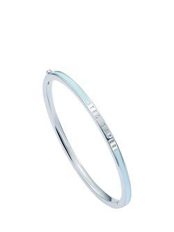 Ted Baker Roley Classic Contour Enamel Slim Bangle Bracelet, Silver/Pale Blue