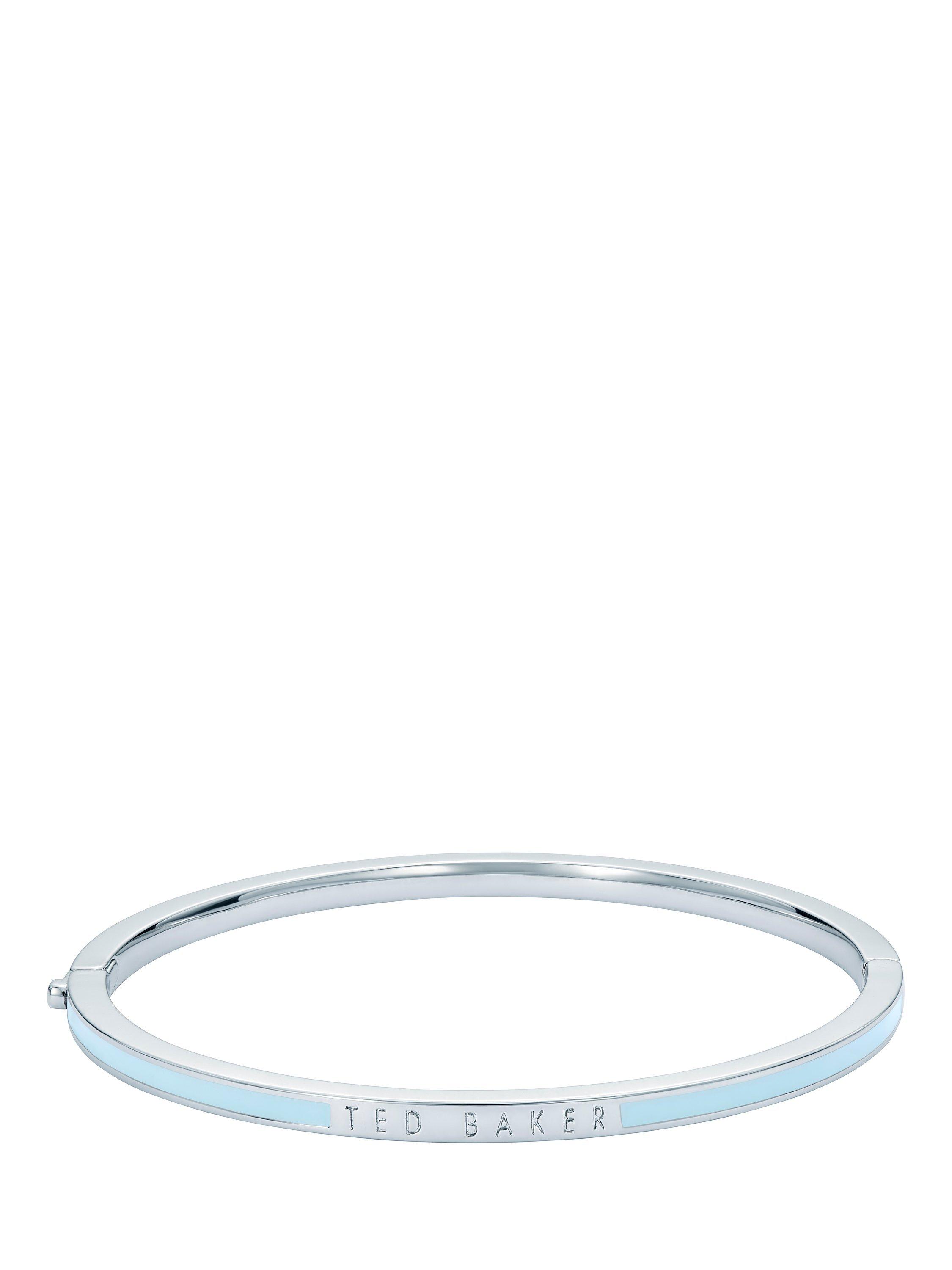 Product image 3 of 6, which shows Ted Baker Roley Classic Contour Enamel Slim Bangle Bracelet, Silver/Pale Blue