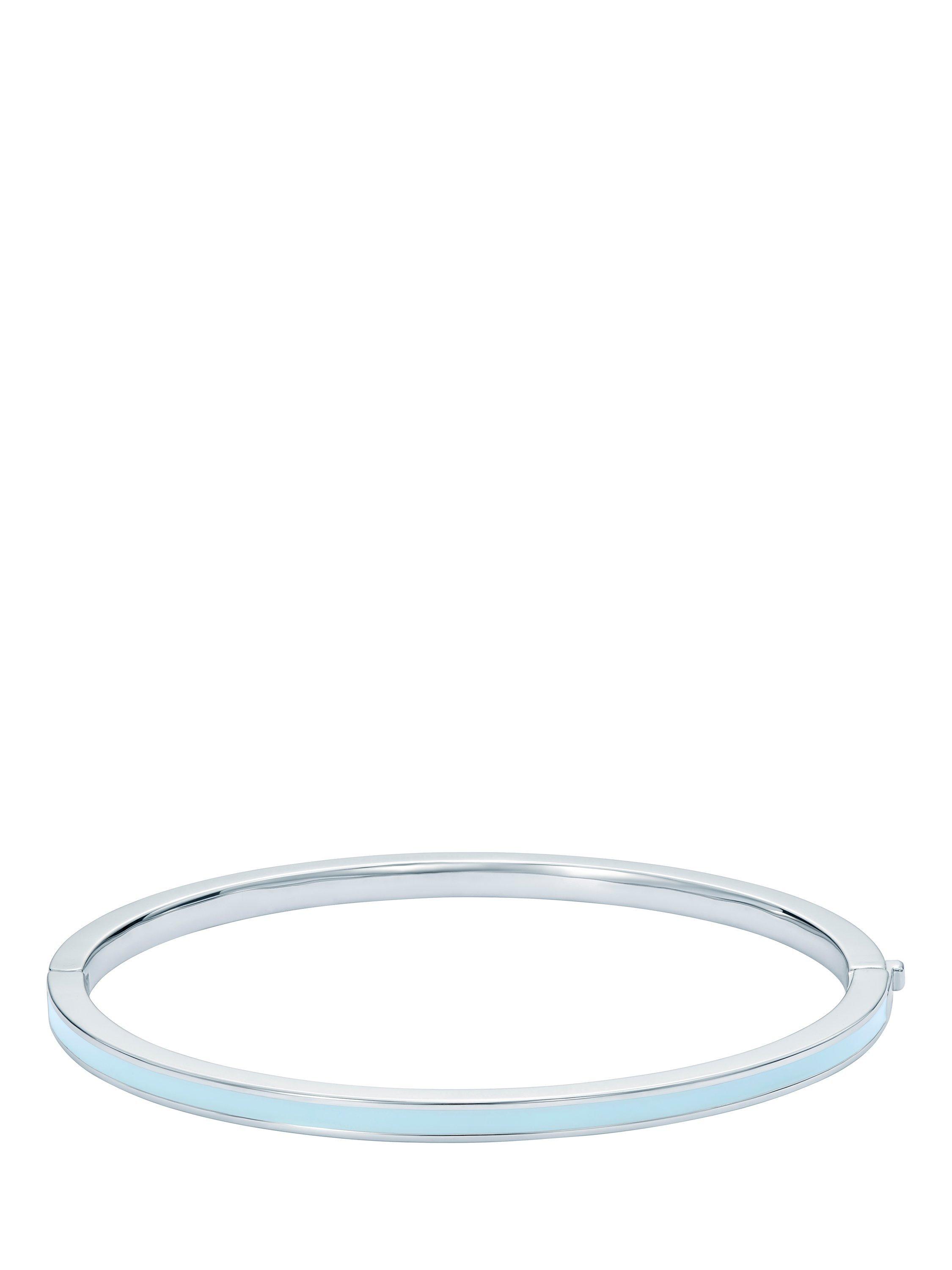 Product image 4 of 6, which shows Ted Baker Roley Classic Contour Enamel Slim Bangle Bracelet, Silver/Pale Blue