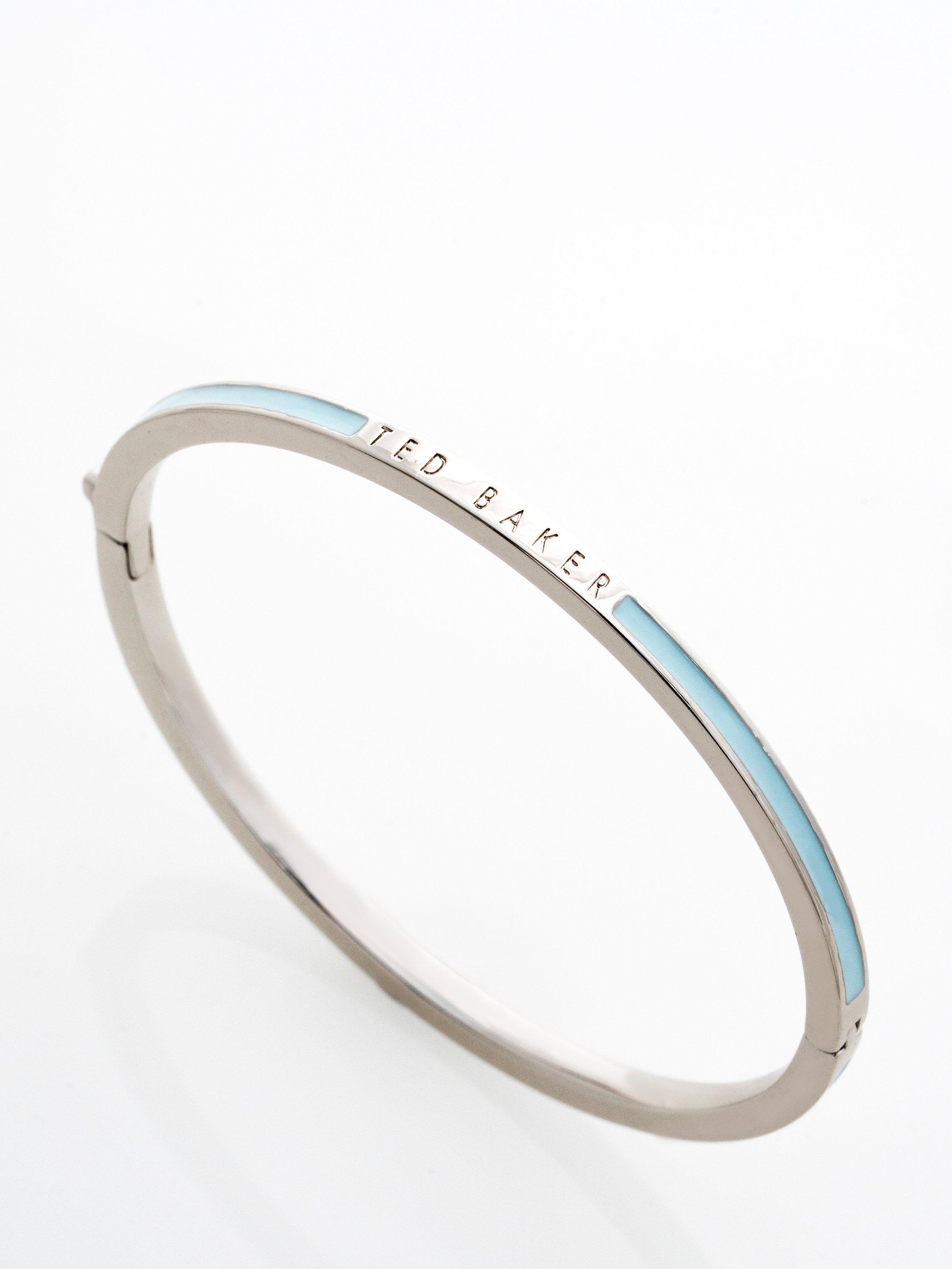 Product image 5 of 6, which shows Ted Baker Roley Classic Contour Enamel Slim Bangle Bracelet, Silver/Pale Blue