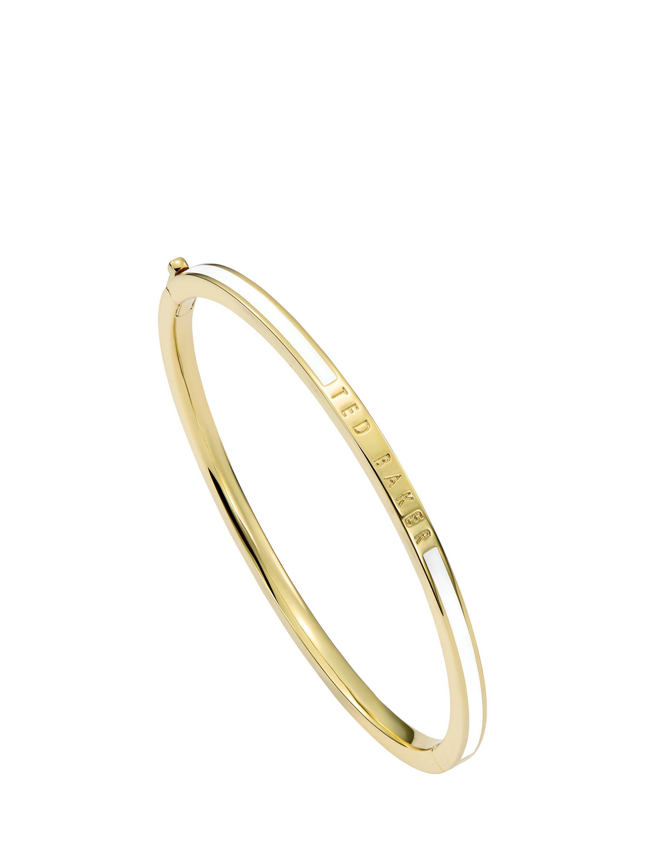 Product image 1 of 6, which shows Ted Baker Roley Classic Contour Enamel Slim Bangle Bracelet, Gold/White