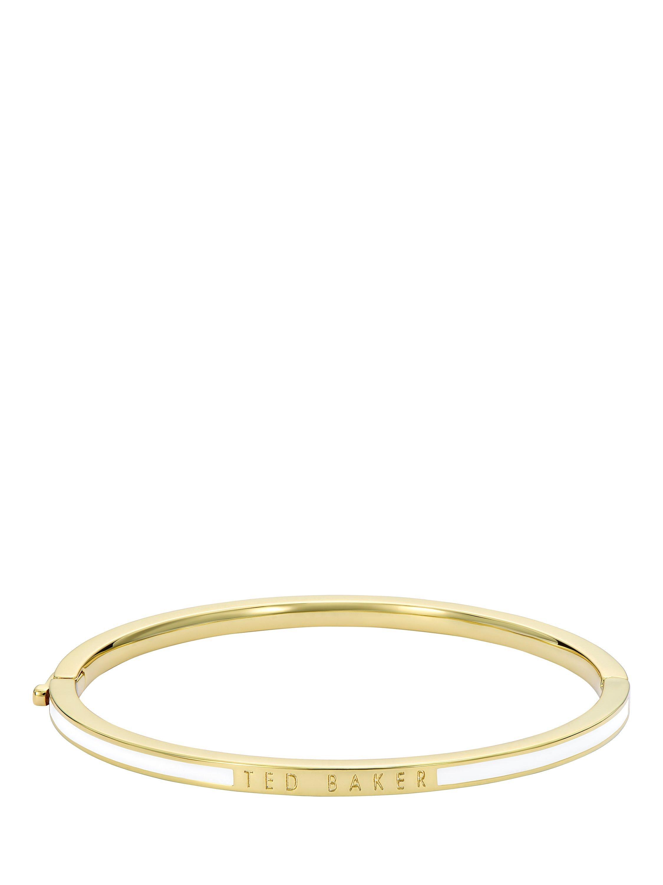 Product image 3 of 6, which shows Ted Baker Roley Classic Contour Enamel Slim Bangle Bracelet, Gold/White