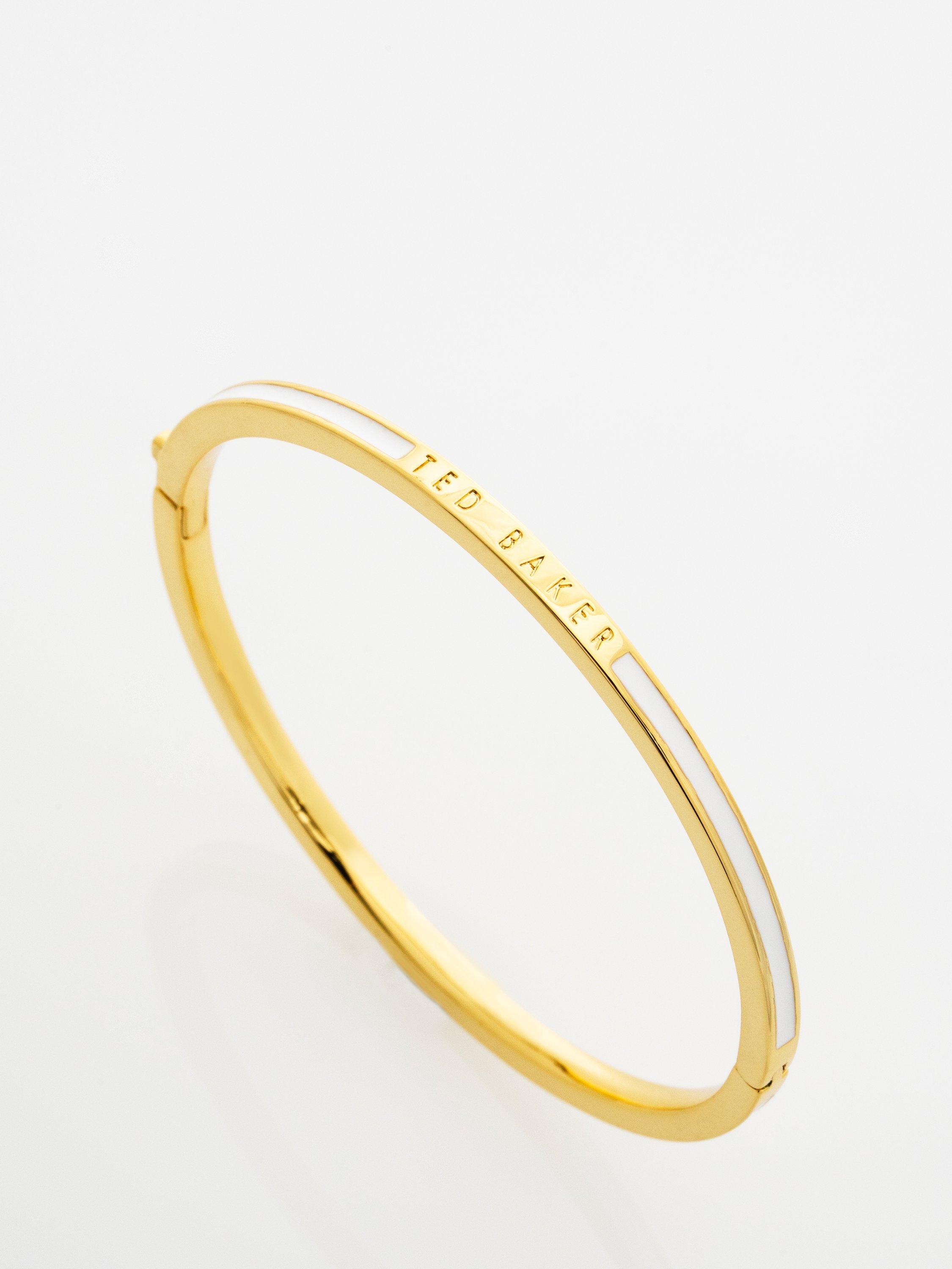 Product image 5 of 6, which shows Ted Baker Roley Classic Contour Enamel Slim Bangle Bracelet, Gold/White