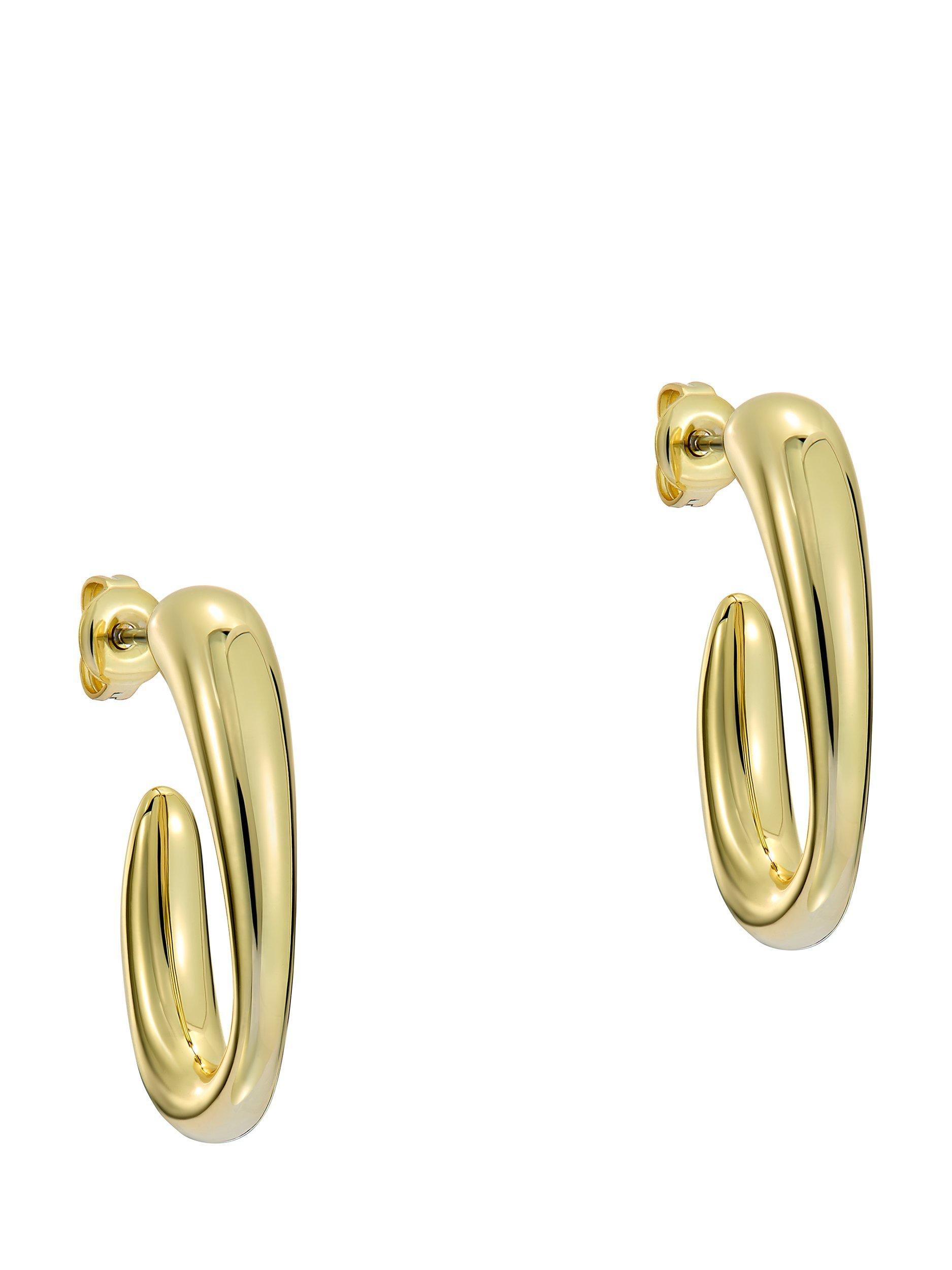 Product image 1 of 6, which shows Ted Baker Corie Contour Hoop Earrings, Gold