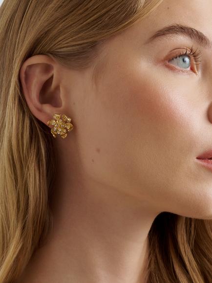 Ted Baker Futura Furled Flower Stud Earrings, Gold - view 2, Gold Tone