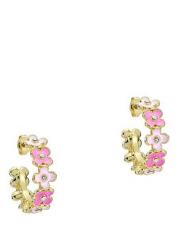 Ted Baker Garvi Garland Hoop Earrings, Pink/Gold, Gold Tone