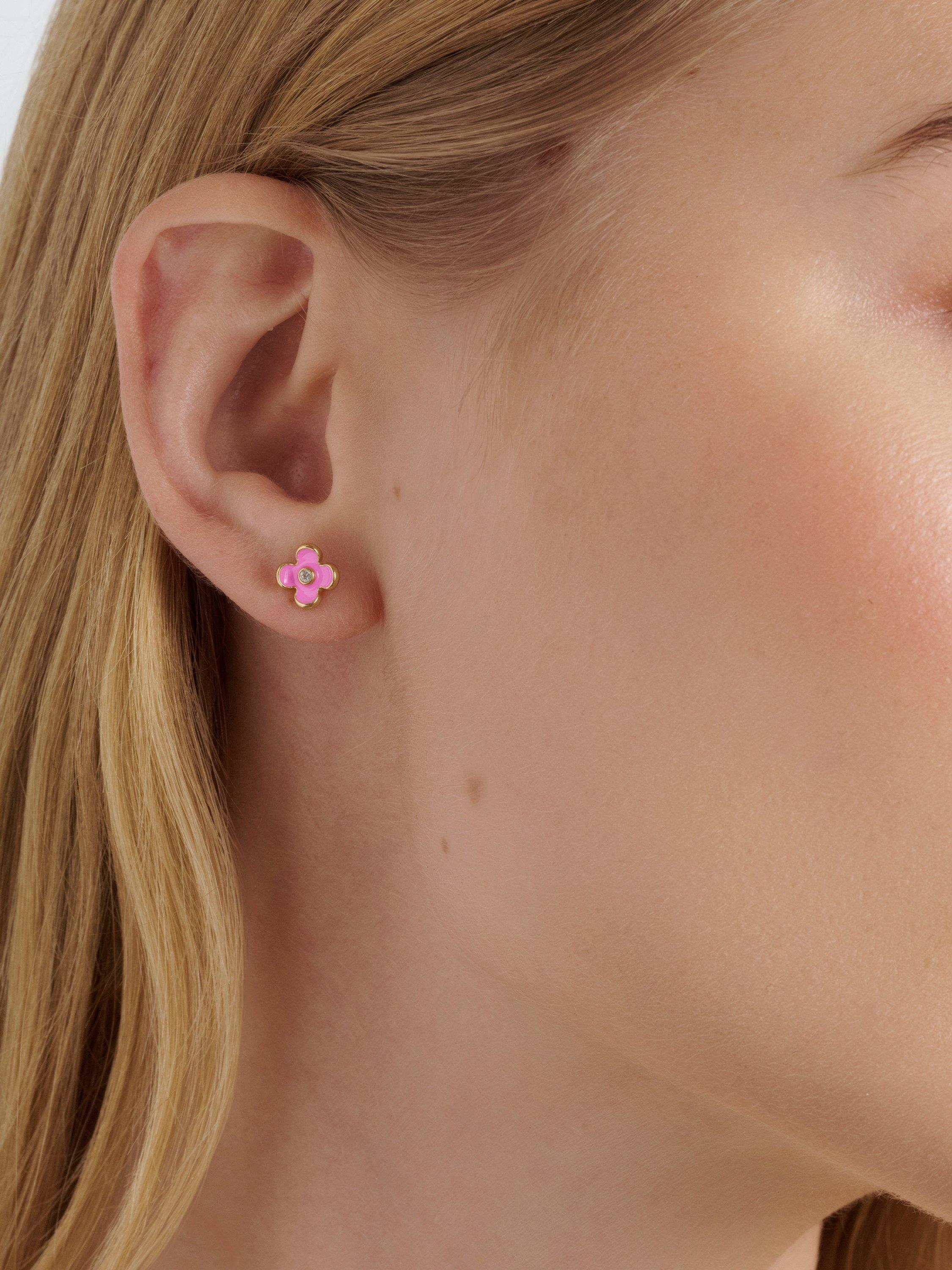Product image 2 of 5, which shows Ted Baker Gayla Garland Stud Earrings, Pink/Gold