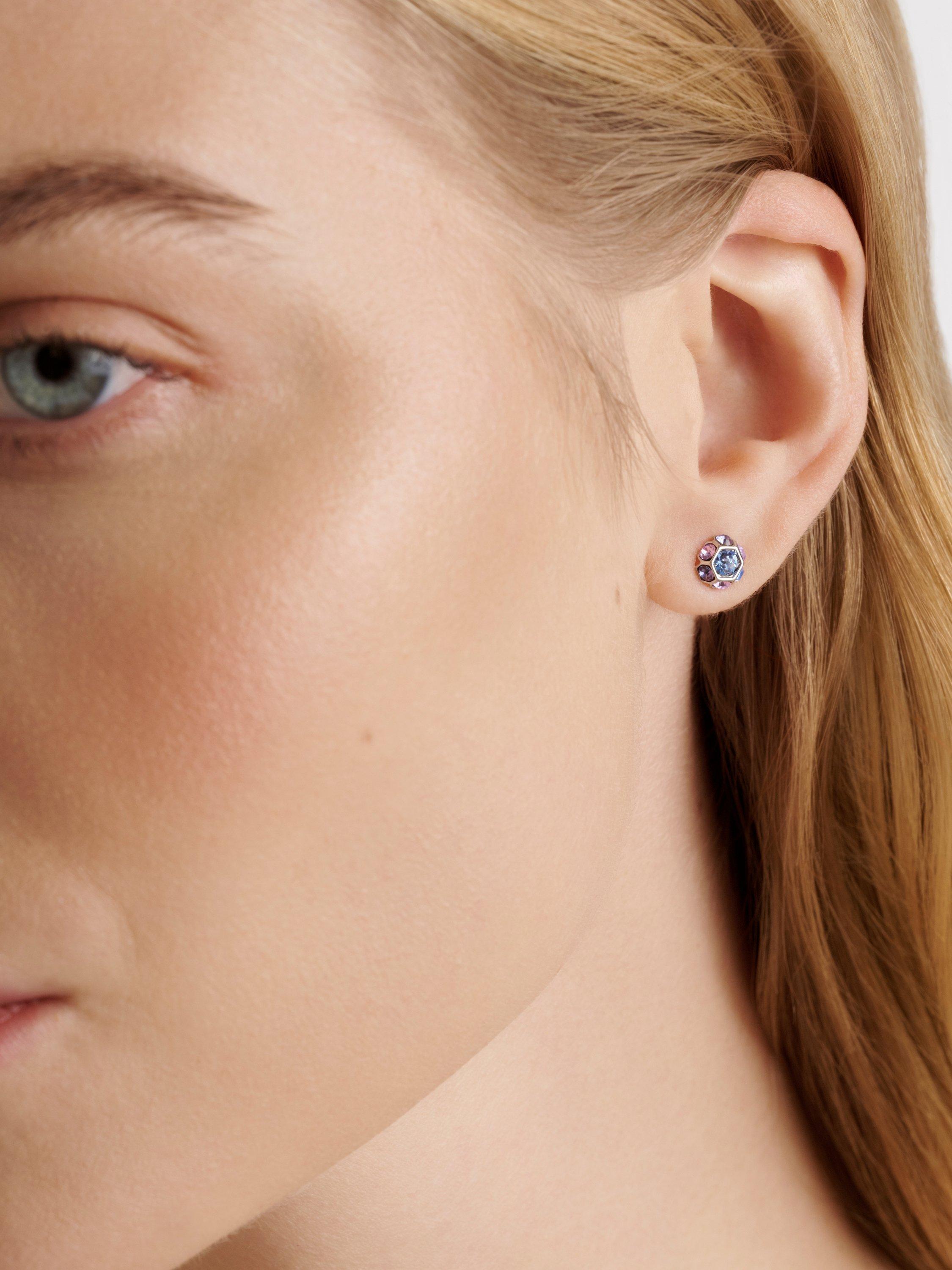 Product image 2 of 6, which shows Ted Baker Gemme Crystal Gem Cluster Stud Earrings, Blue/Silver