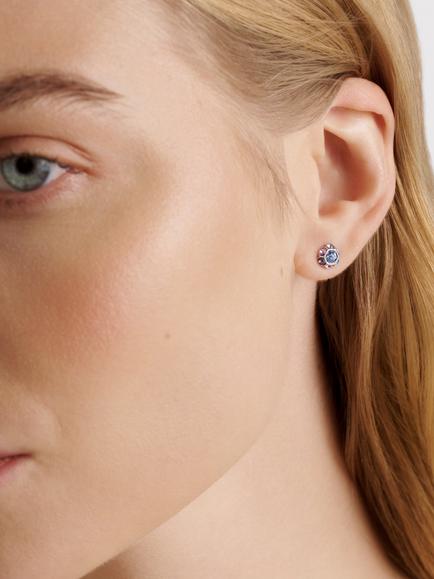 Ted Baker Gemme Crystal Gem Cluster Stud Earrings, Blue/Silver - view 2, Silver Tone