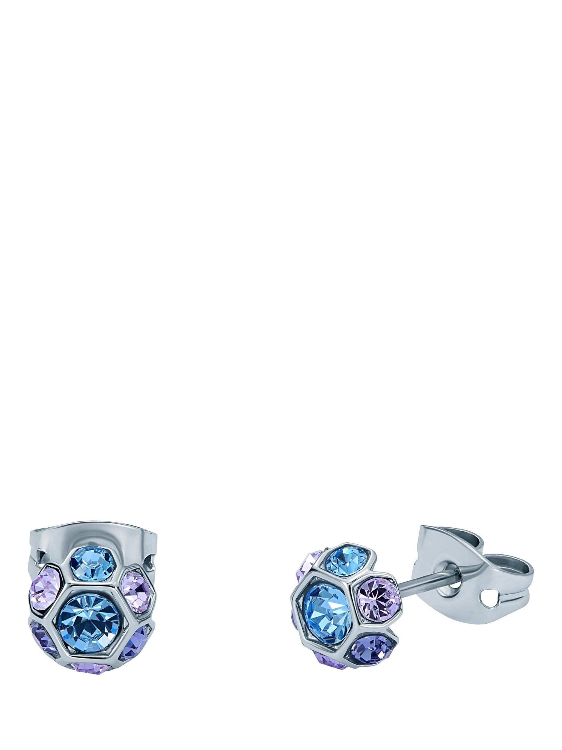 Product image 3 of 6, which shows Ted Baker Gemme Crystal Gem Cluster Stud Earrings, Blue/Silver