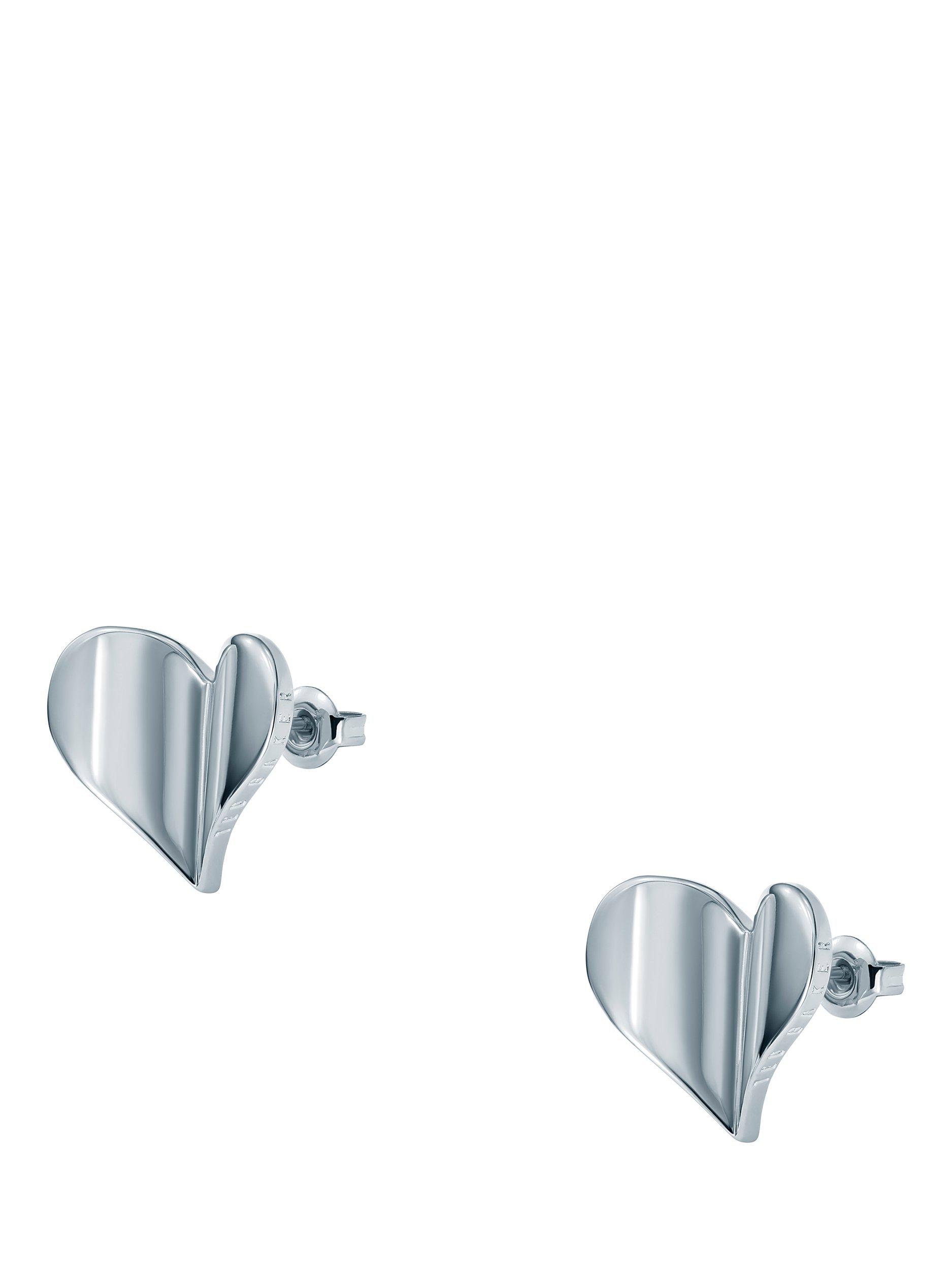 Product image 1 of 6, which shows Ted Baker Heidi Flutter Heart Large Stud Earrings, Silver