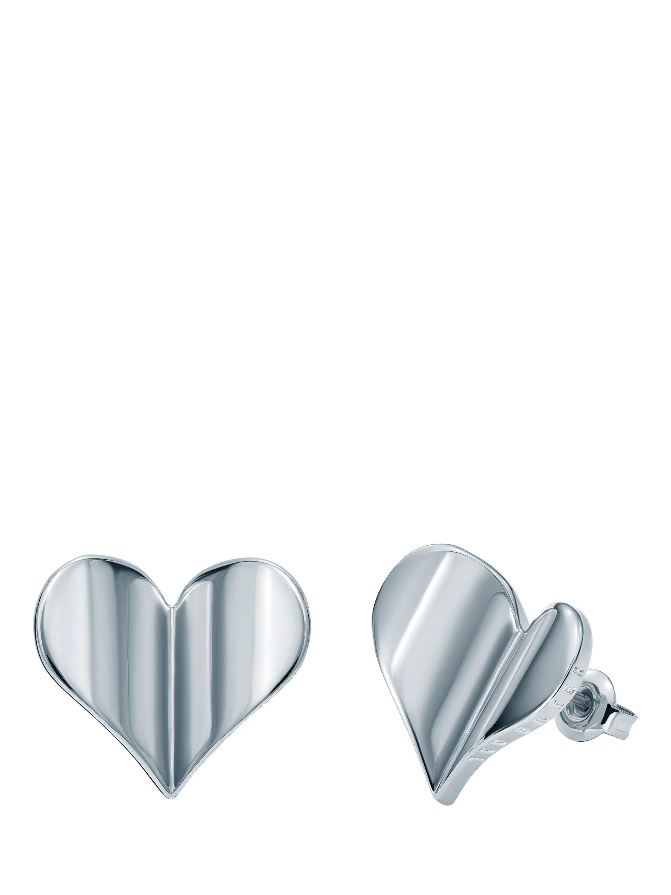Product image 3 of 6, which shows Ted Baker Heidi Flutter Heart Large Stud Earrings, Silver