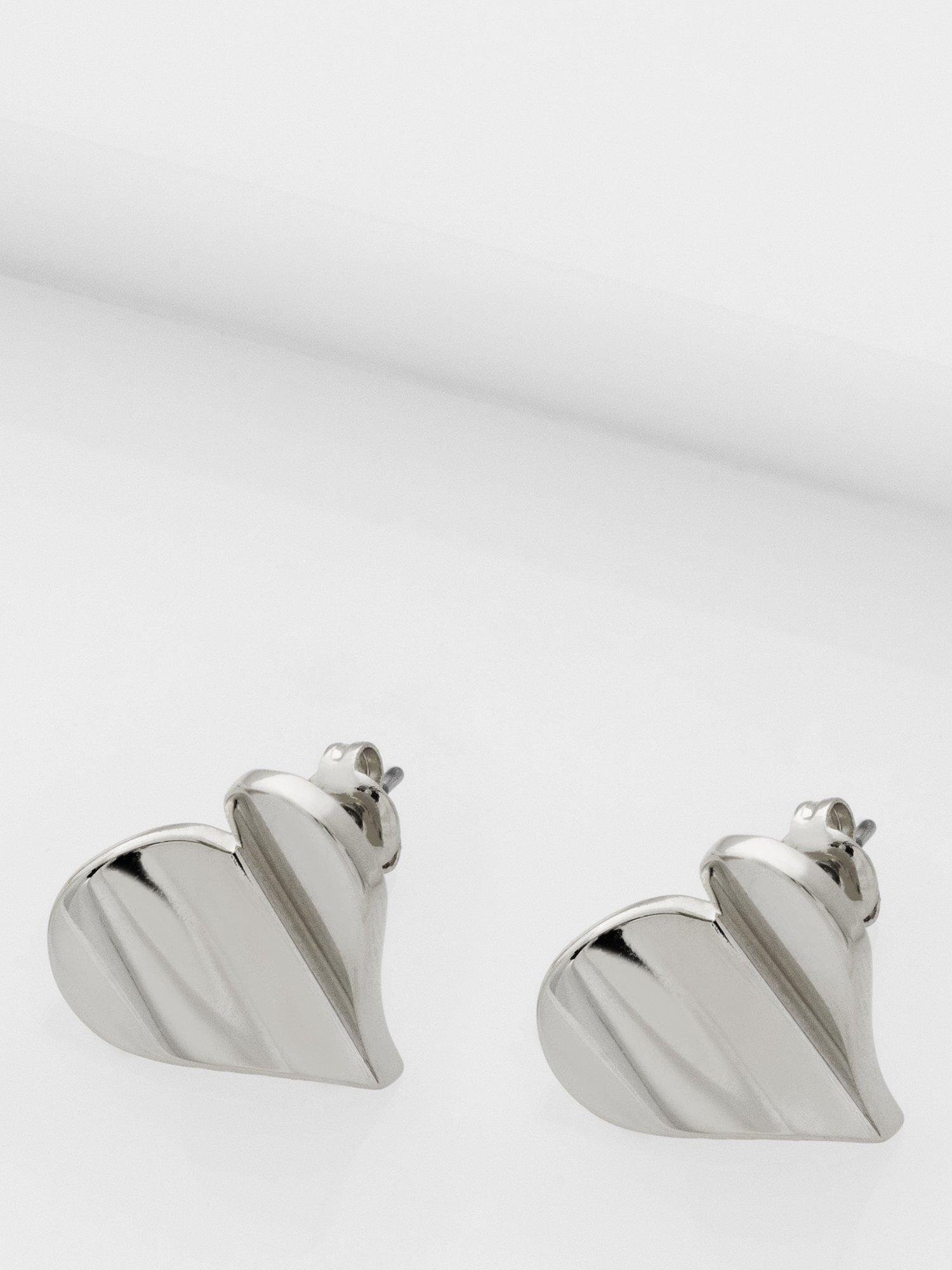 Product image 5 of 6, which shows Ted Baker Heidi Flutter Heart Large Stud Earrings, Silver