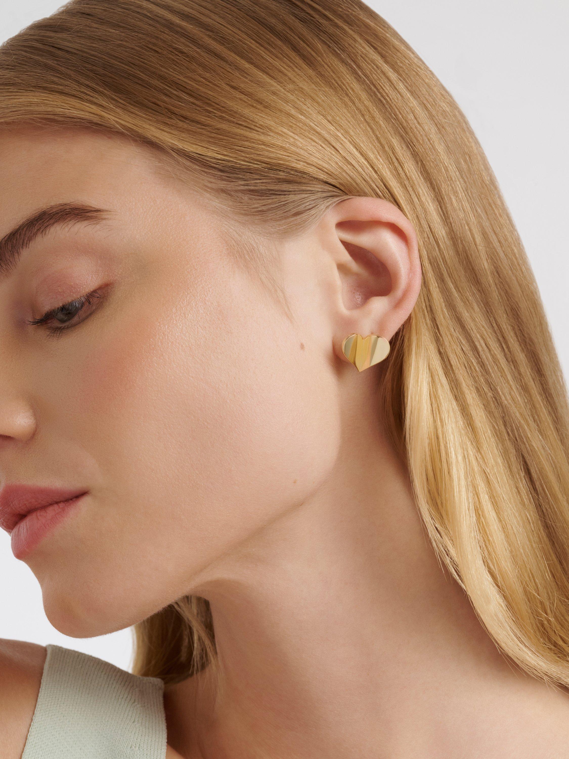 Product image 2 of 6, which shows Ted Baker Heidi Flutter Heart Large Stud Earrings, Gold