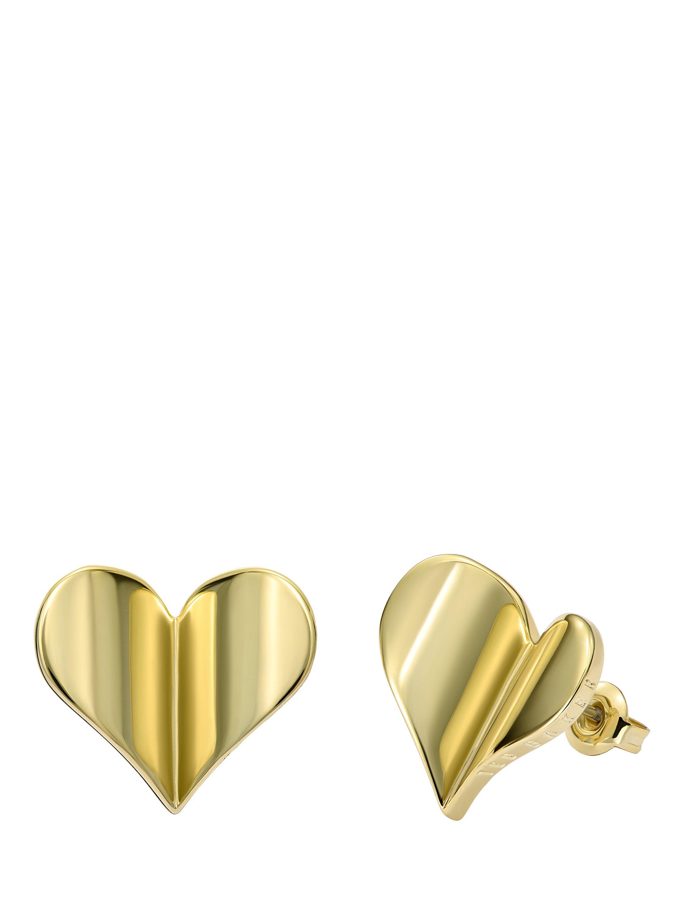 Product image 3 of 6, which shows Ted Baker Heidi Flutter Heart Large Stud Earrings, Gold