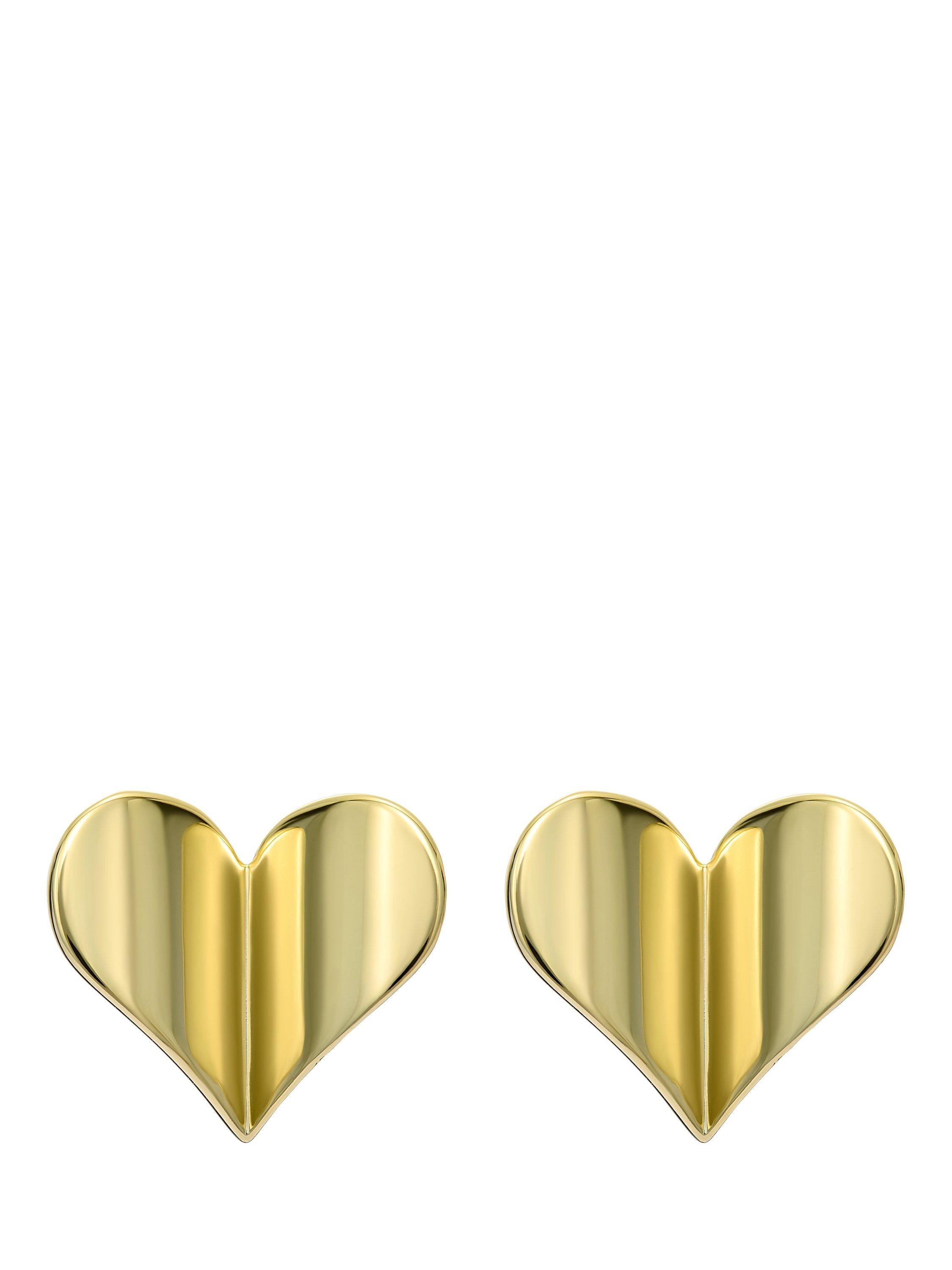 Product image 4 of 6, which shows Ted Baker Heidi Flutter Heart Large Stud Earrings, Gold