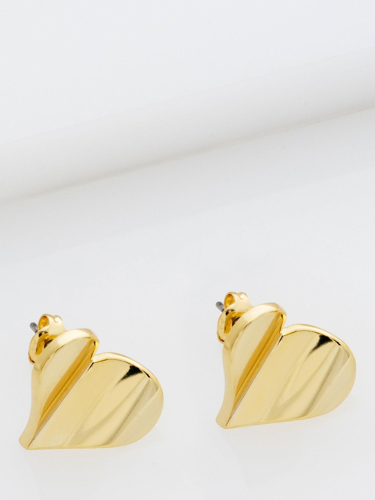 Product image 5 of 6, which shows Ted Baker Heidi Flutter Heart Large Stud Earrings, Gold