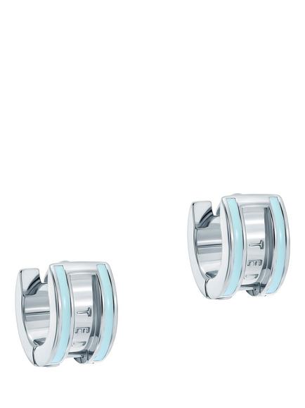 Ted Baker Rolo Classic Colour Enamel Roll Huggie Earrings, Gold/Black, Silver/Pale Blue