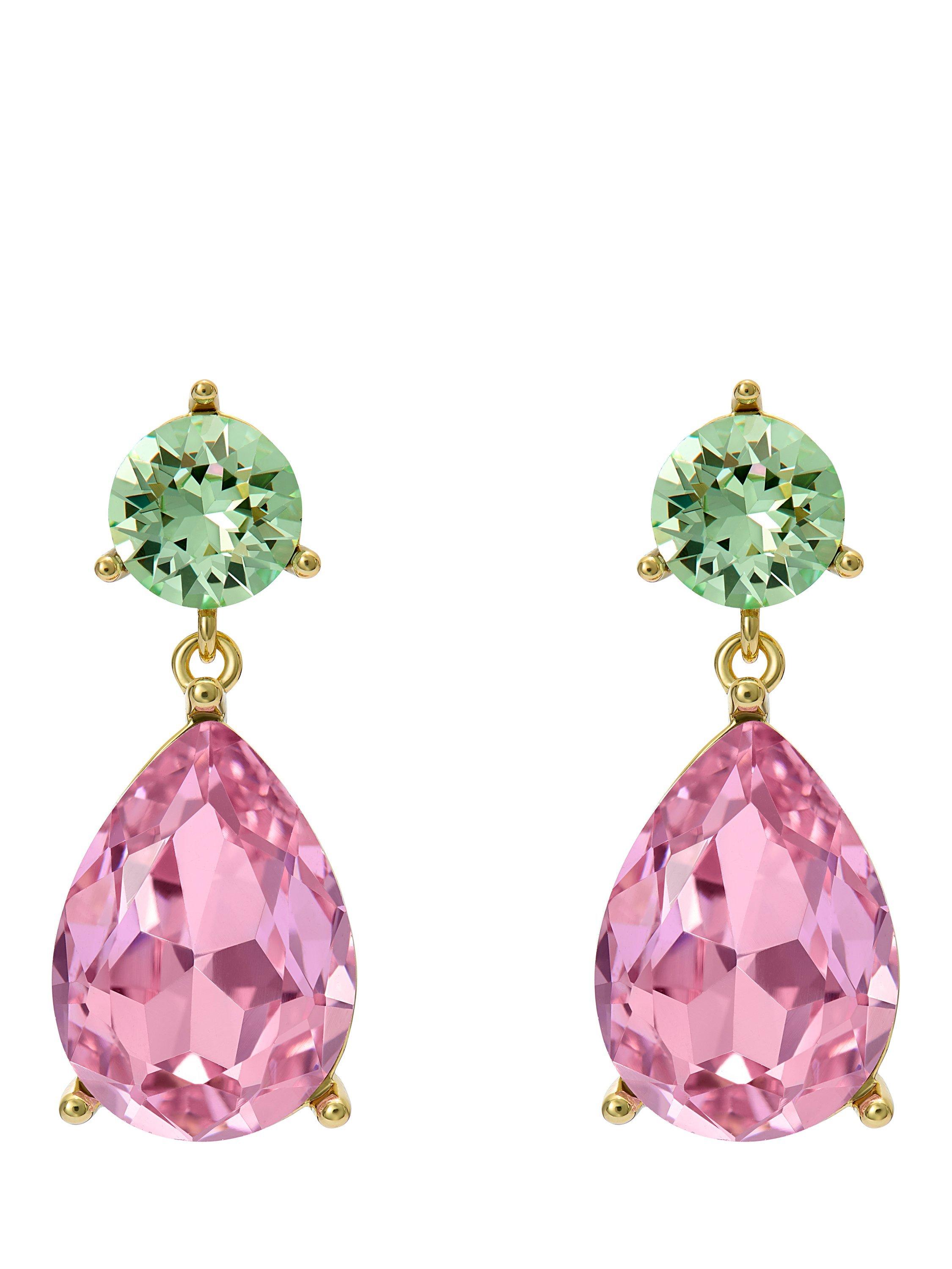 Product image 4 of 6, which shows Ted Baker Teaire Crystal Teardrop Earrings, Gold/Pink