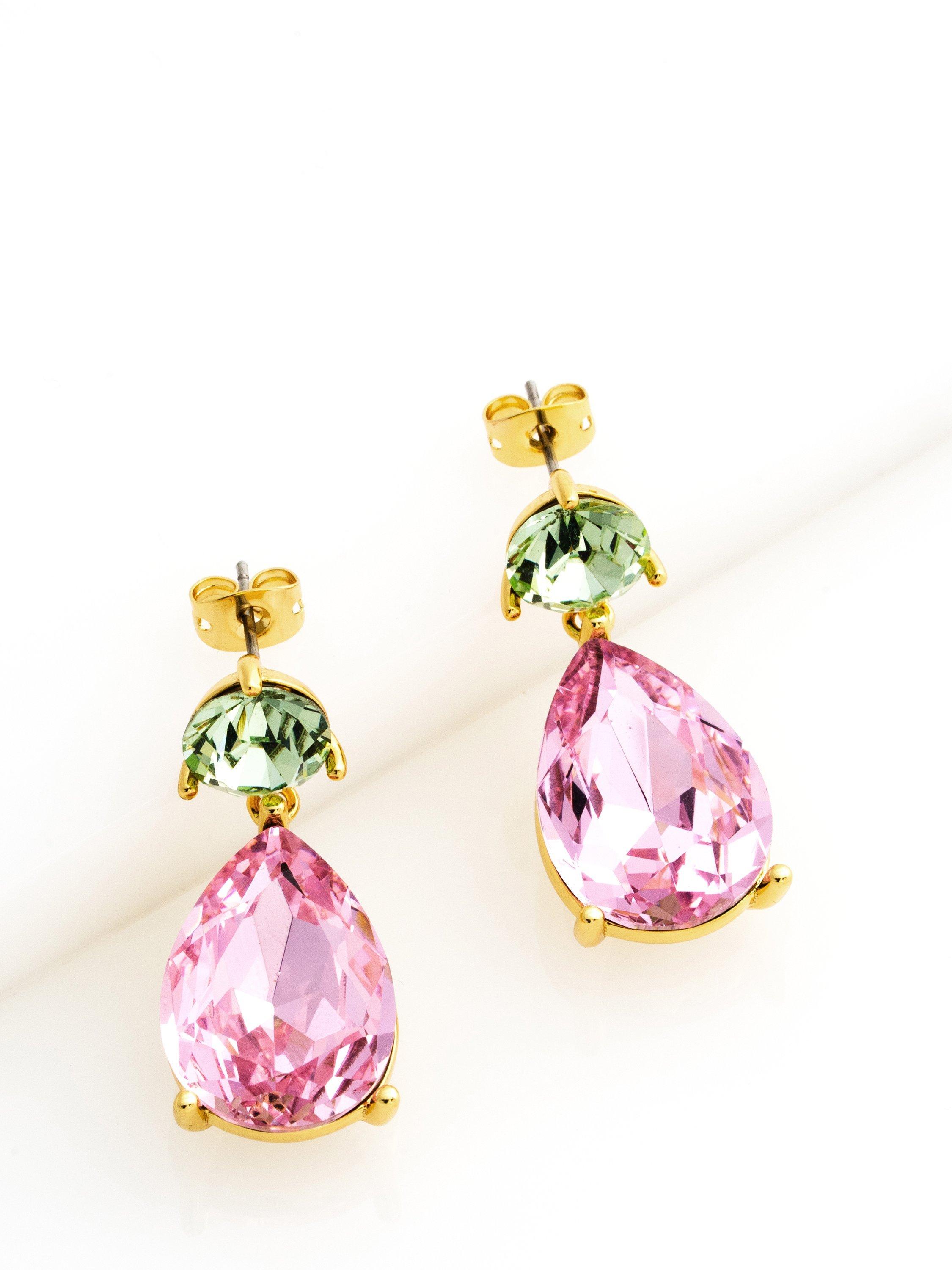 Product image 5 of 6, which shows Ted Baker Teaire Crystal Teardrop Earrings, Gold/Pink