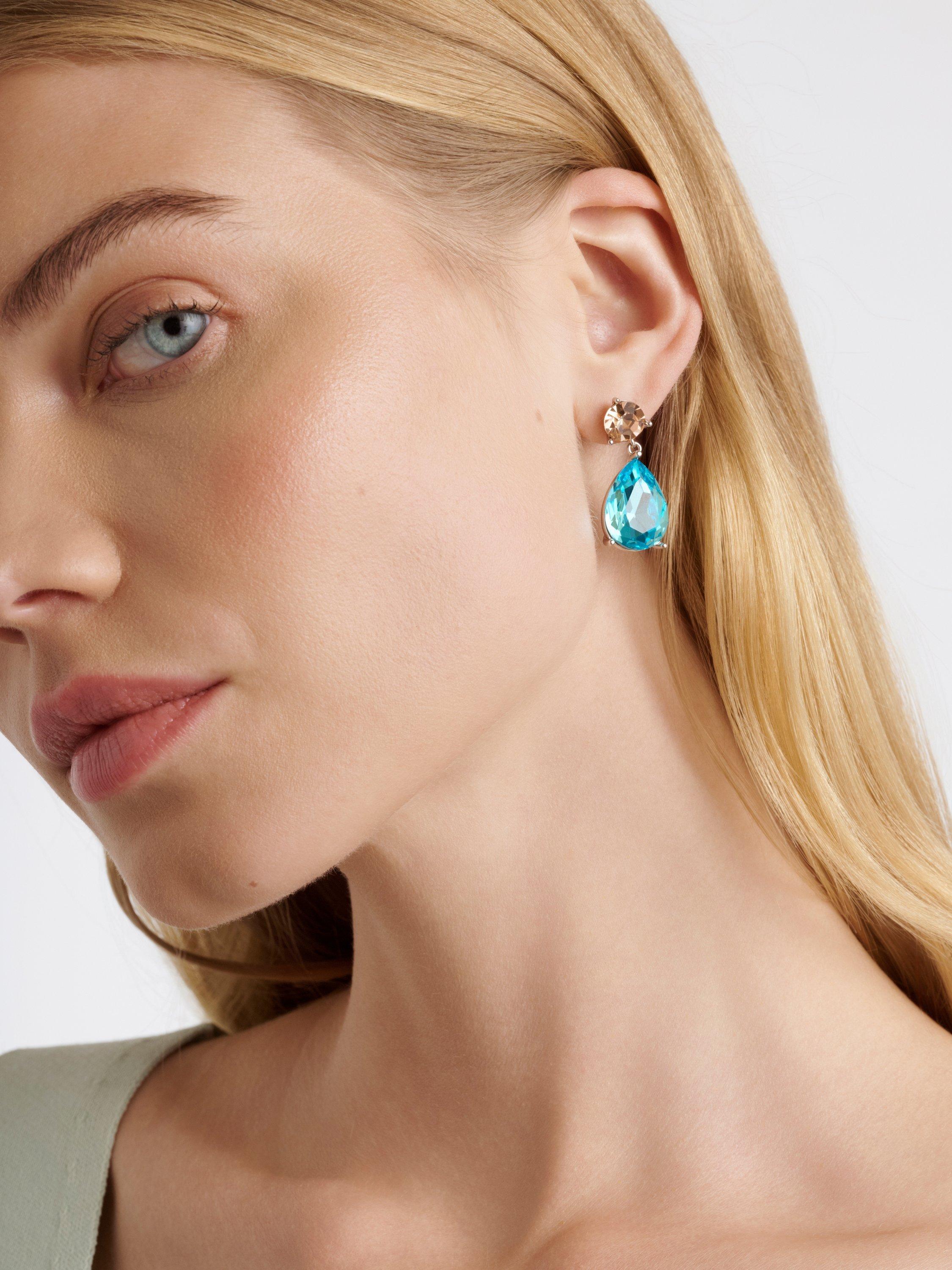 Product image 2 of 6, which shows Ted Baker Teaire Crystal Teardrop Earrings, Silver/Blue