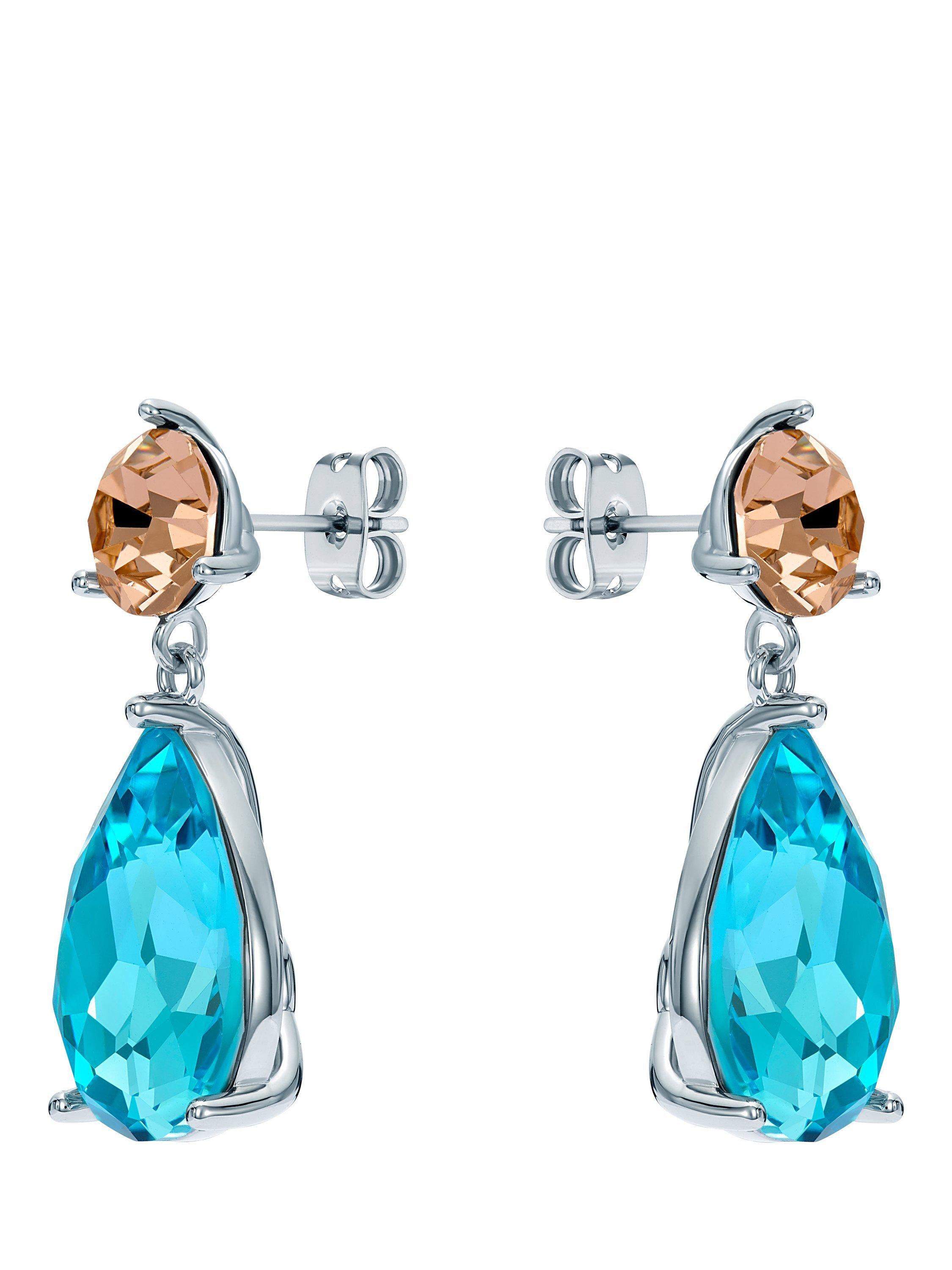 Product image 3 of 6, which shows Ted Baker Teaire Crystal Teardrop Earrings, Silver/Blue