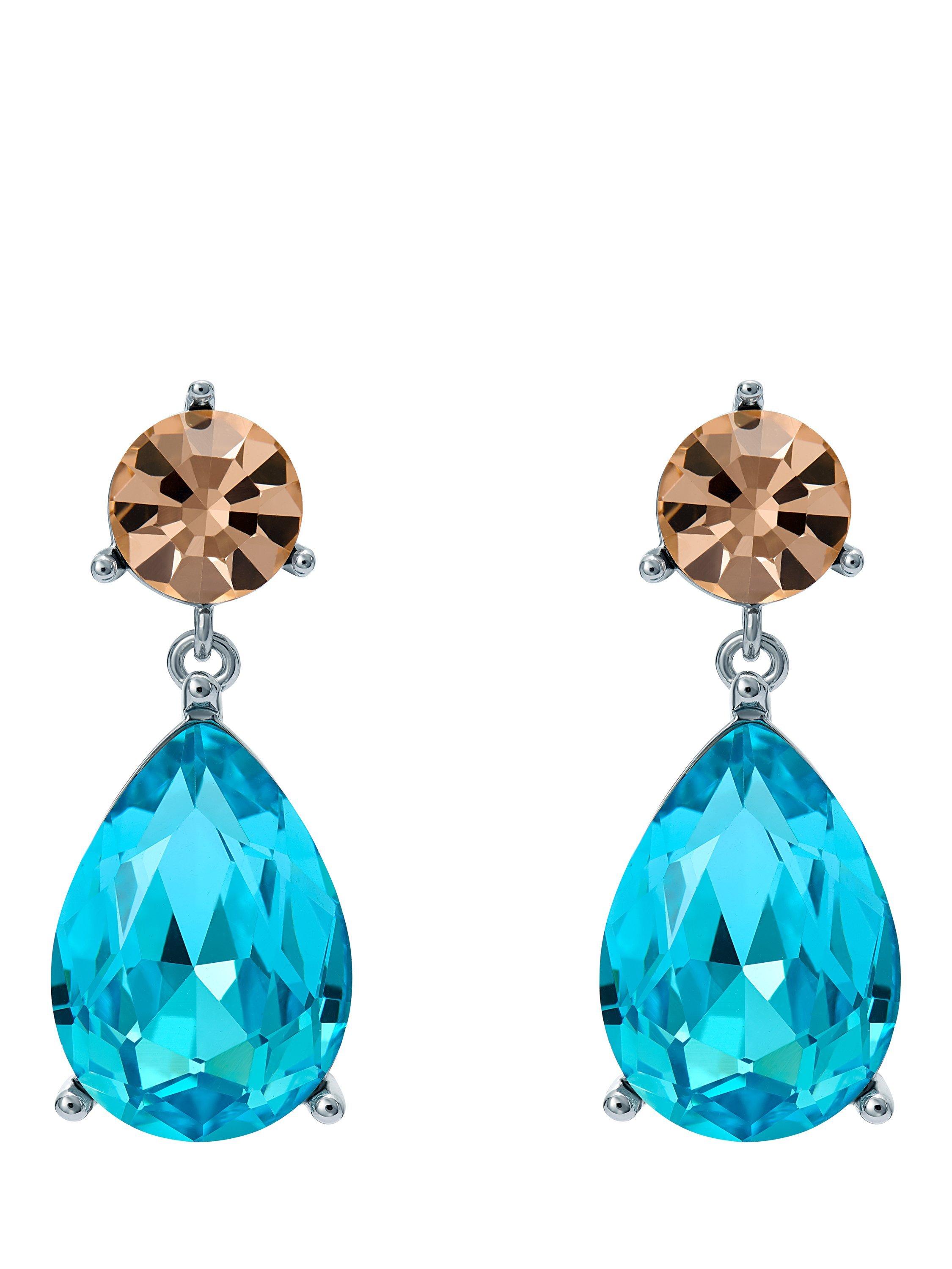 Product image 4 of 6, which shows Ted Baker Teaire Crystal Teardrop Earrings, Silver/Blue