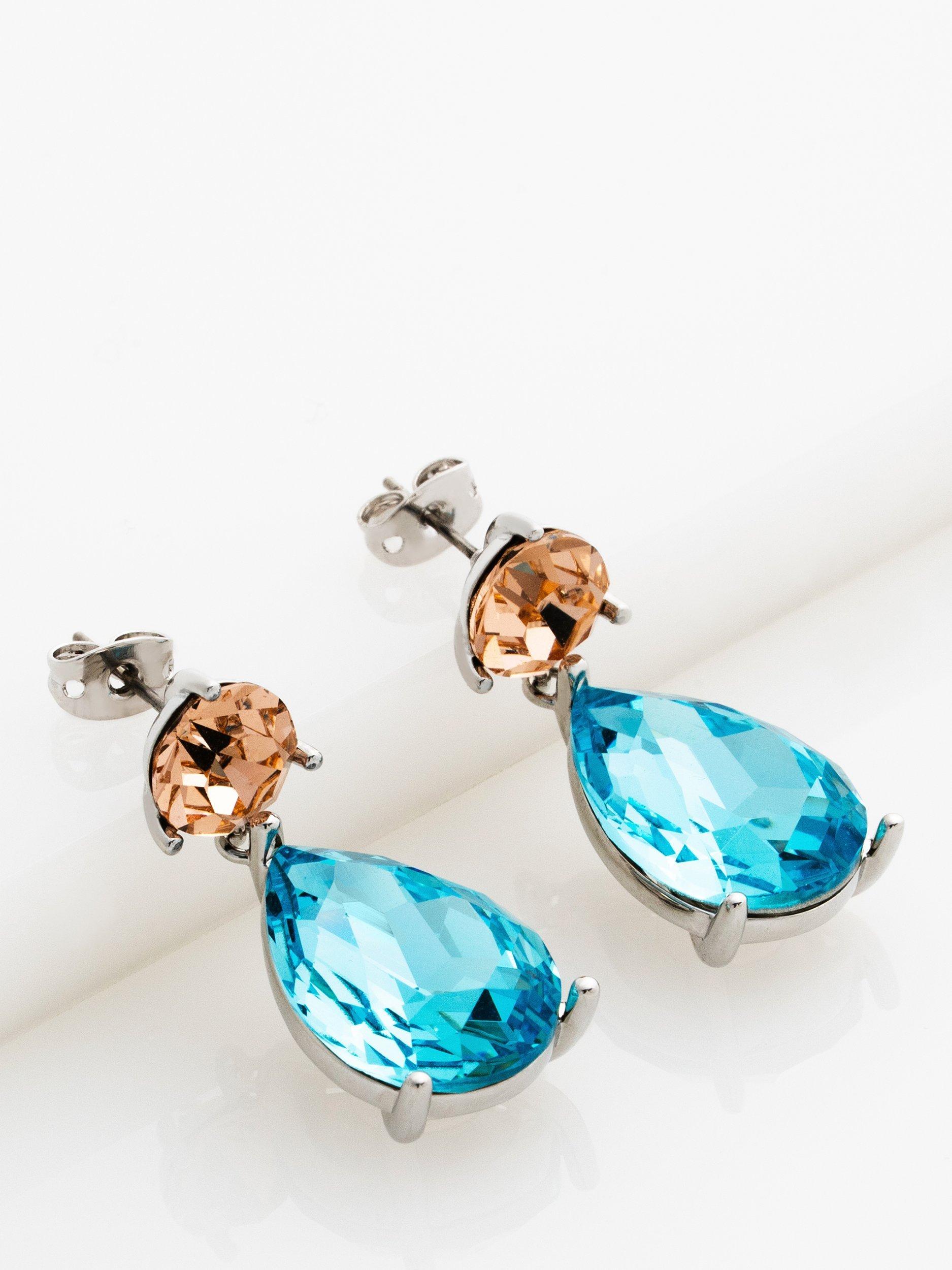 Product image 5 of 6, which shows Ted Baker Teaire Crystal Teardrop Earrings, Silver/Blue