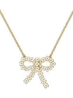 Ted Baker Bonnell Bouquet Bow Pendant Necklace, White/Gold, Gold Tone