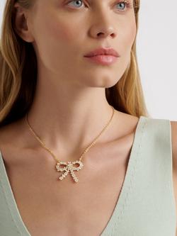 Ted Baker Bonnell Bouquet Bow Pendant Necklace, White/Gold - view 2, Gold Tone