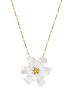 Ted Baker Fukanya Furled Flower Enamel Pendant Necklace, White/Gold, Gold Tone