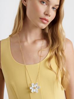 Ted Baker Fukanya Furled Flower Enamel Pendant Necklace, White/Gold - view 2, Gold Tone