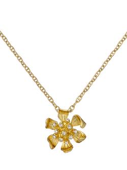 Ted Baker Furina Furled Flower Pendant Necklace, Gold, Gold Tone