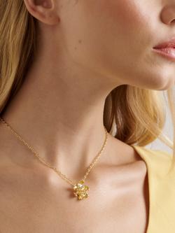 Ted Baker Furina Furled Flower Pendant Necklace, Gold - view 2, Gold Tone