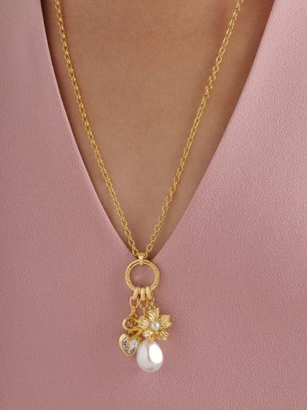 Ted Baker Isadora Icon Charm Multi Pendant Necklace, Gold - view 2, Gold